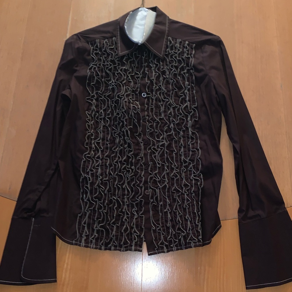 Long Sleeve Brown Max Studio Buttondown